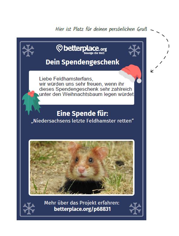 Feldhamsterschutz zu Weihnachten verschenken